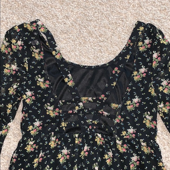 Black Floral Babydoll Dress - Picture 3 of 3
